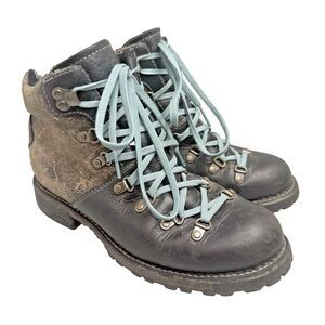 Woolrich Rockies Womens US 8 Crackle Blk Leather & Wool Lace Up Mid Hiking Boot